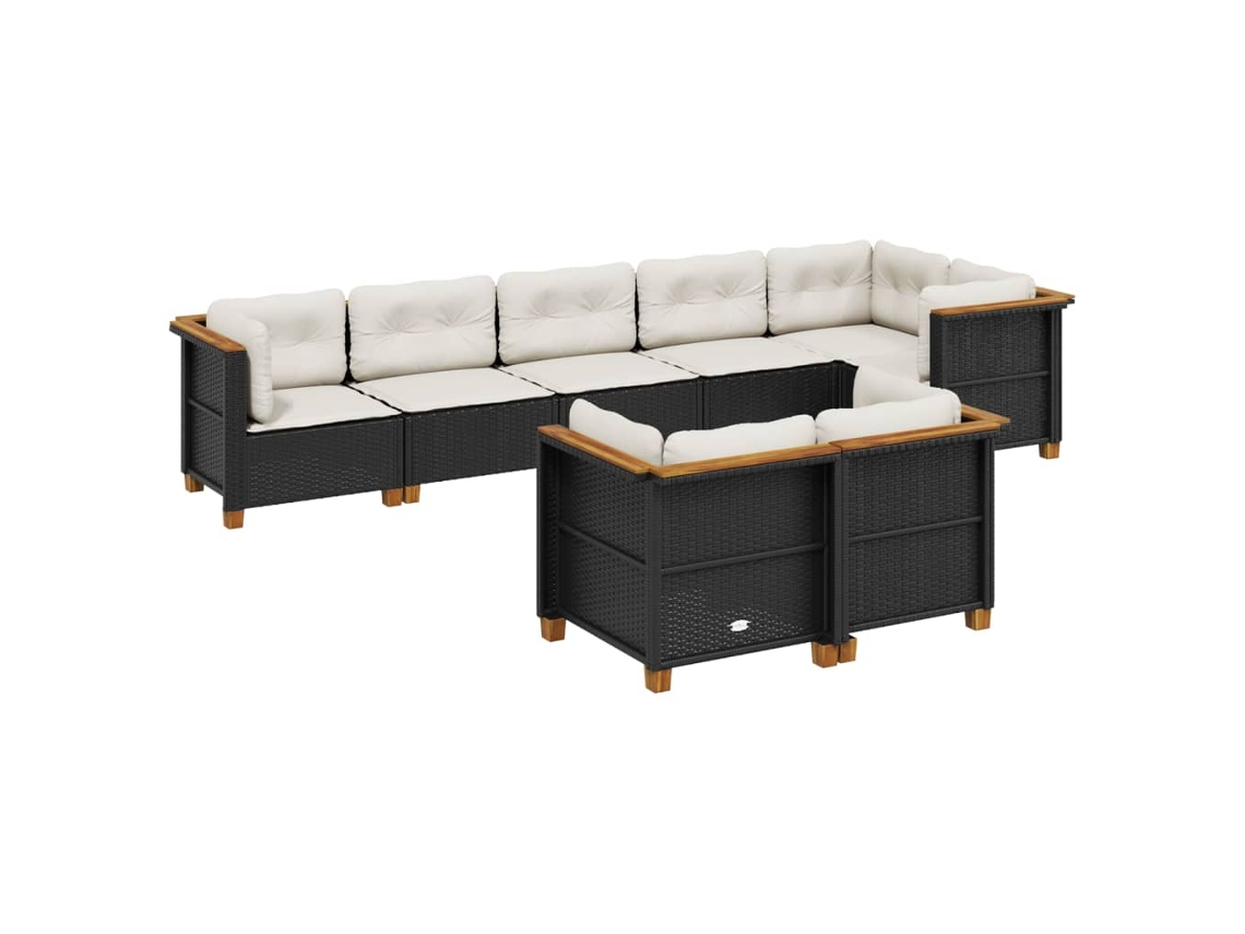 Garden Sofa Set, Garden Sofa Sets Vidaxl Preto Rattan / Vime (n/a)