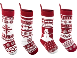 Meias De Natal Grandes De 18 Em Malha Rústica, Decoração Clássica, Conjunto De Presente Com 4 Olysi Shop