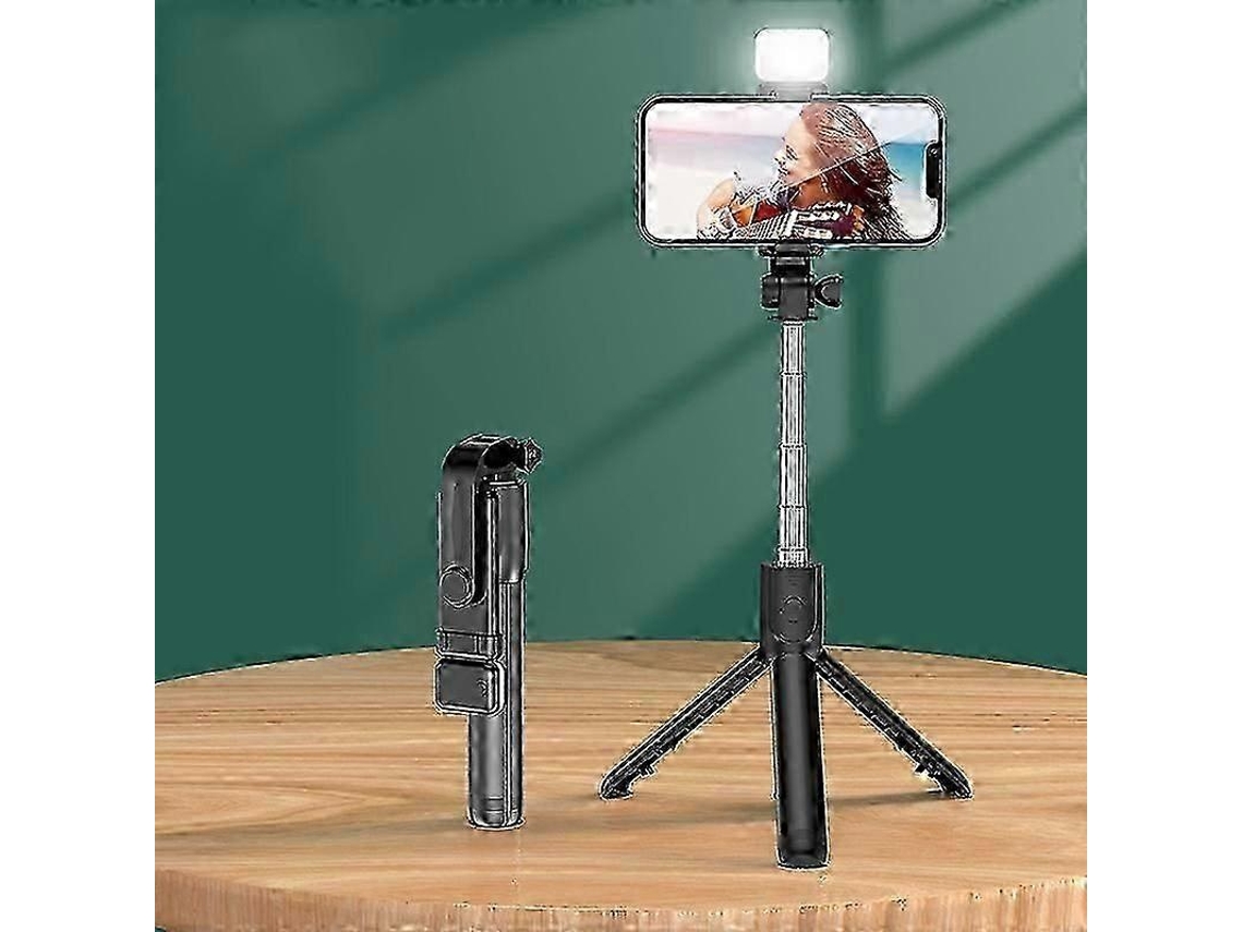 Bastão De Selfie Extensível Bluetooth, Com Comando Remoto, Com Luz Led, 70 Cm, 19 Cm, 6 Polegadas, 5 Polegadas - Elysve