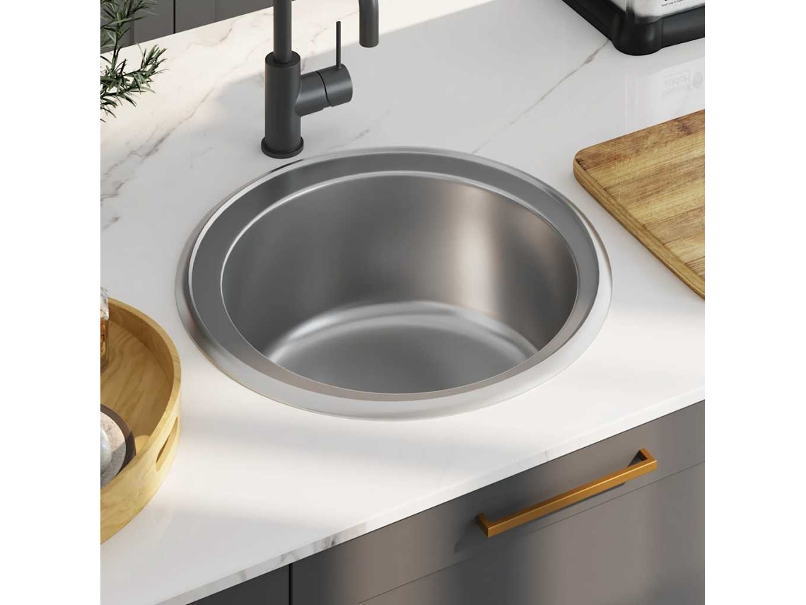 Vidaxl Lava-louças De Cozinha Com Ralo E Sifão Aço Inoxidável