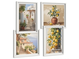 Composição De Quadros Acentos Cítricos Estilo Mediterrâneo Espelharte (4 Peças)