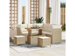 Vidaxl Conjunto De Sofá De Jardim 8 Unid. Bege Vime Pe