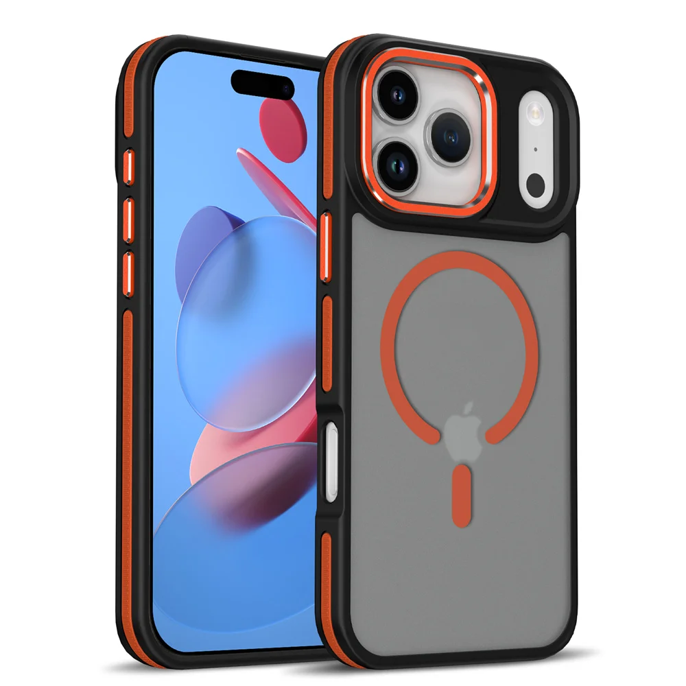 (iphone 15 Plus, Laranja) Capa Magnética Para Iphone, Compatível Com Carregamento Sem Fio Magsafe.