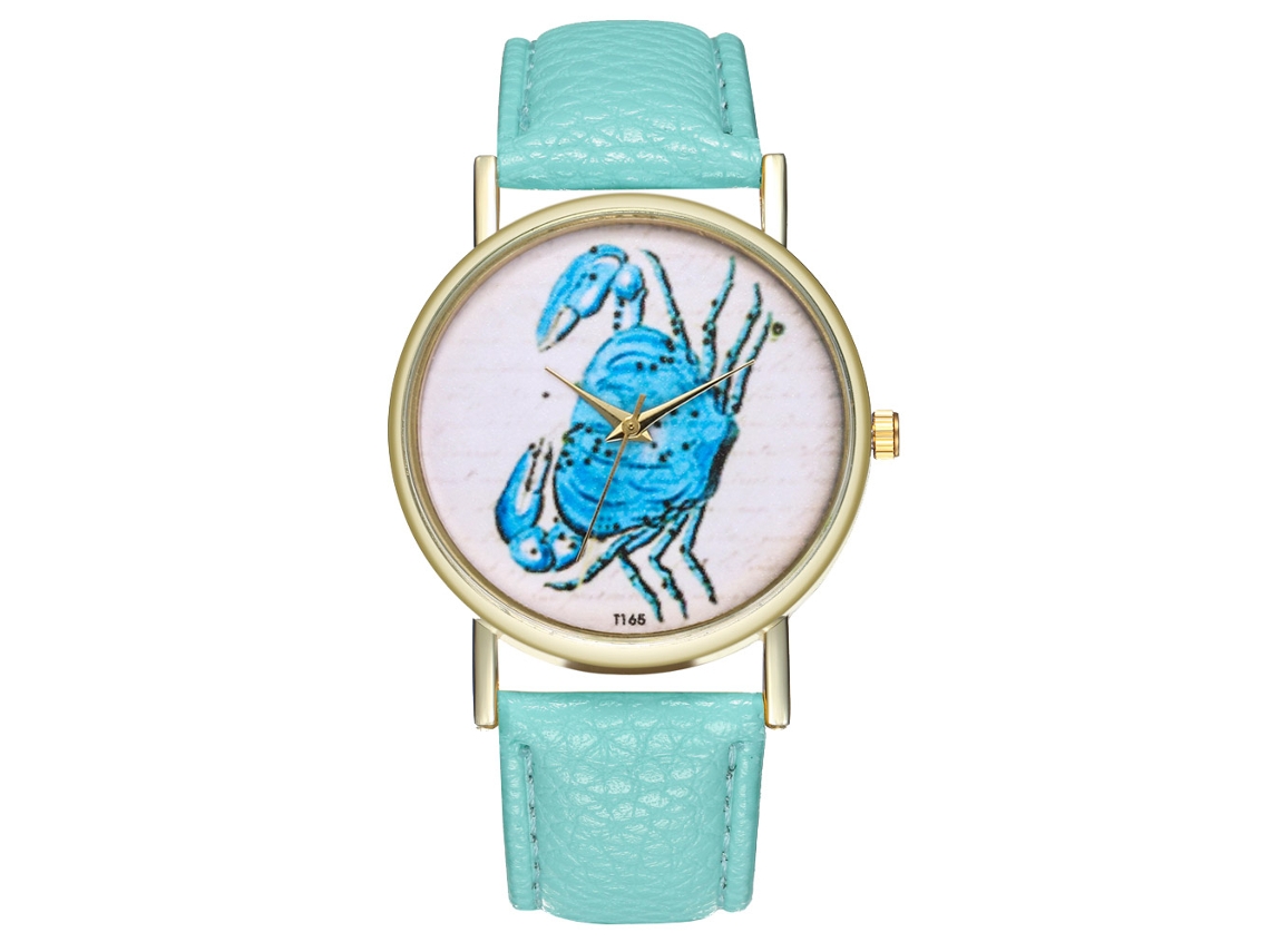 Relógio de Pulso de Quartzo com Cinto de Couro Pu Estilo Cartoon Simples T165 a (mint)