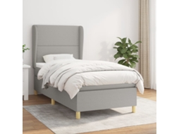 Cama Com Molas/colchão 90x190 Cm Tecido Cinzento-claro