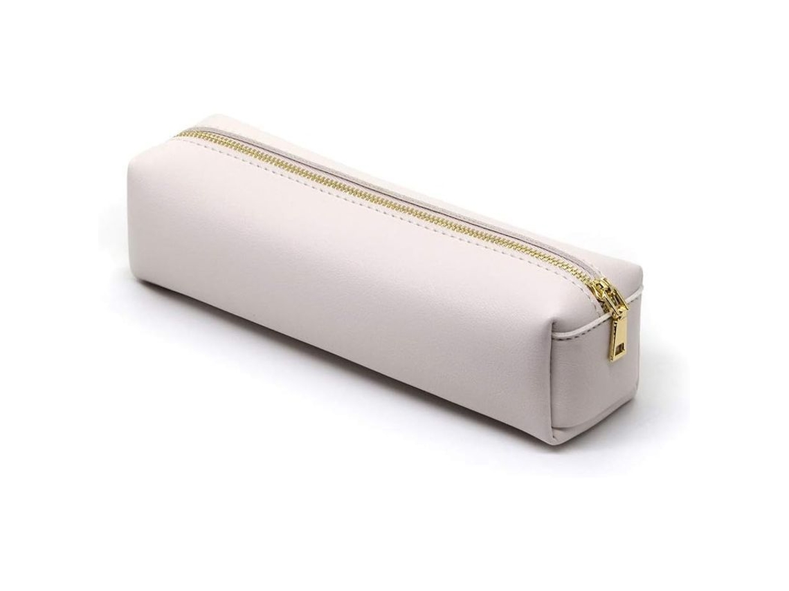2026 estuche de Lapices Pu Portatil Bolsa de Utensilios Escolares Con Gran Capacidad Beige
