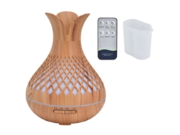 Humidificador de Aromaterapia 500ml Baixo Ruído Luzes LED Controle Remoto Madeira S/MARCA