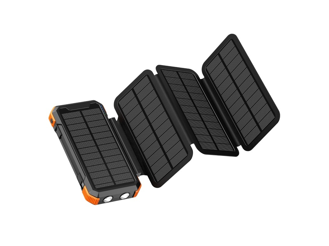 Powerbank Solar 20000mah Szsmart Cq0 Portátil Impermeável Com 3in1 Painéis Solares Dobráveis Removíveis, Carregamento Sem Fio E Lanterna Led - Laranja