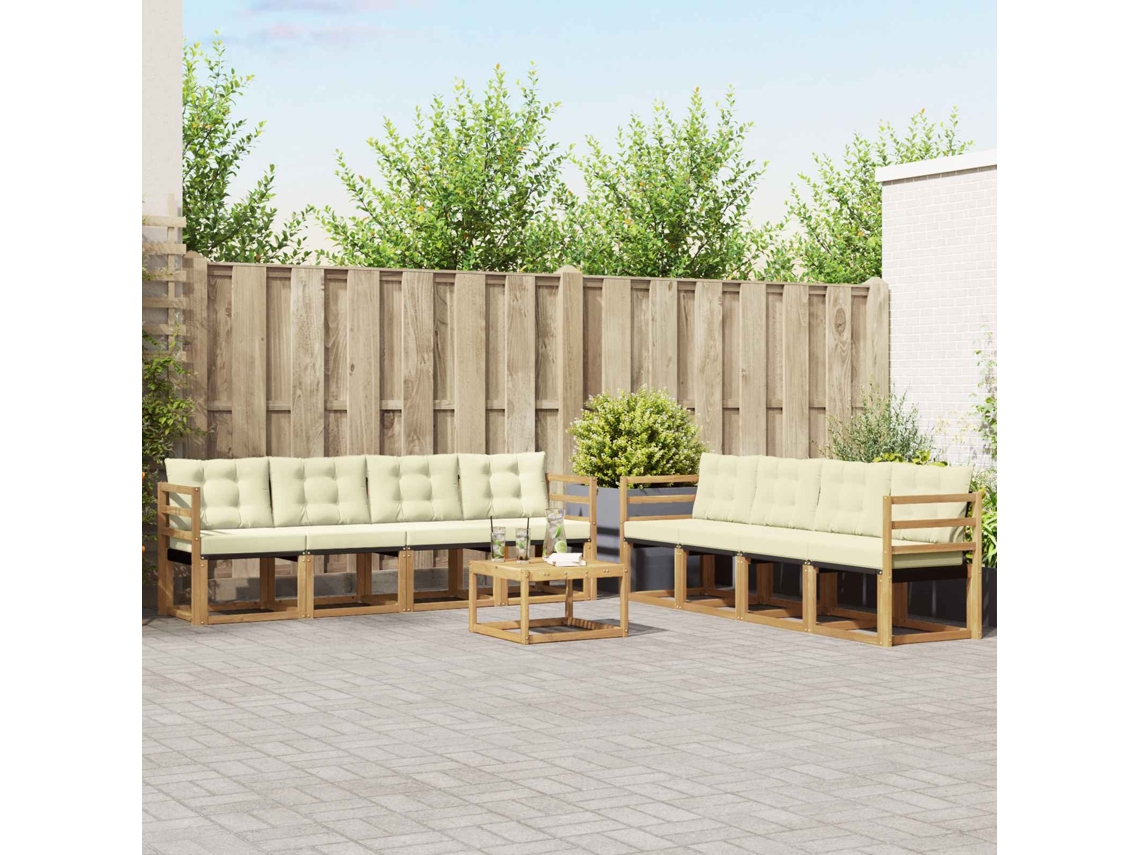 Vidaxl Conjunto De Sofás Para Exterior 9 Pcs Branco E Creme