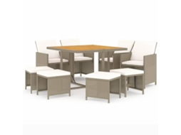 Garden Dining Set, Garden Dining Sets Vidaxl Bege Rattan / Vime (109 Cm Table Length)