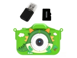 Mini câmera dupla HD para crianças, ideal para tirar fotos e gravar vídeos com cartão 32G, verde Yizhood