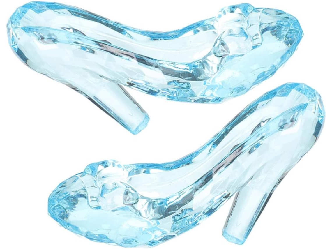 Conjunto De 2 Esculturas Decorativas Em Acrílico Azul, Representando Sapatos De Salto Alto.