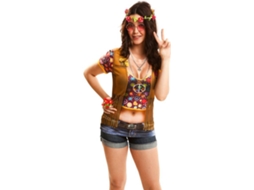 Camiseta De Disfarce - Mãe - Camiseta Disfraz Hippie - Multicolor - Mulher - Amarelo