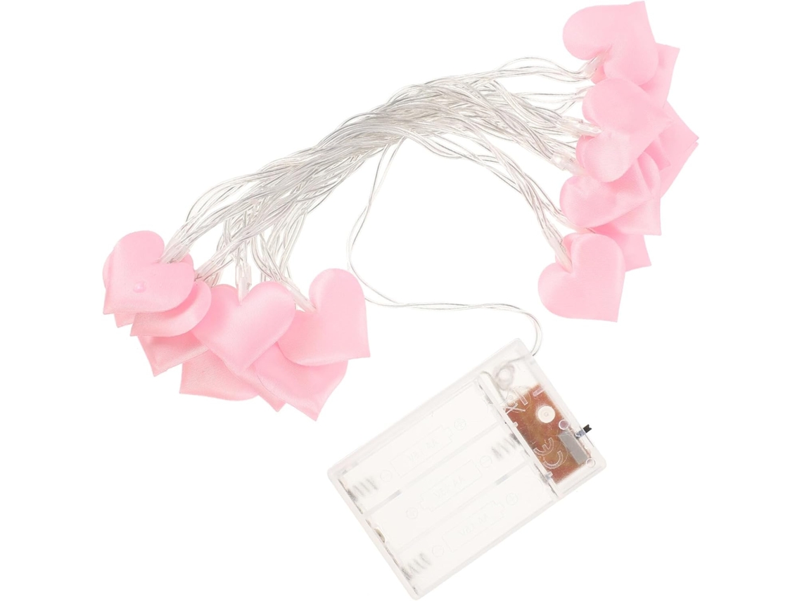 Cordão De Luzes Led Rosa Em Formato Coração Com 3 Metros Comprimento,