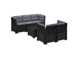 Vidaxl Sofá De Jardim De 5 Pessoas Com Almofadas Visual De Rattan Pp
