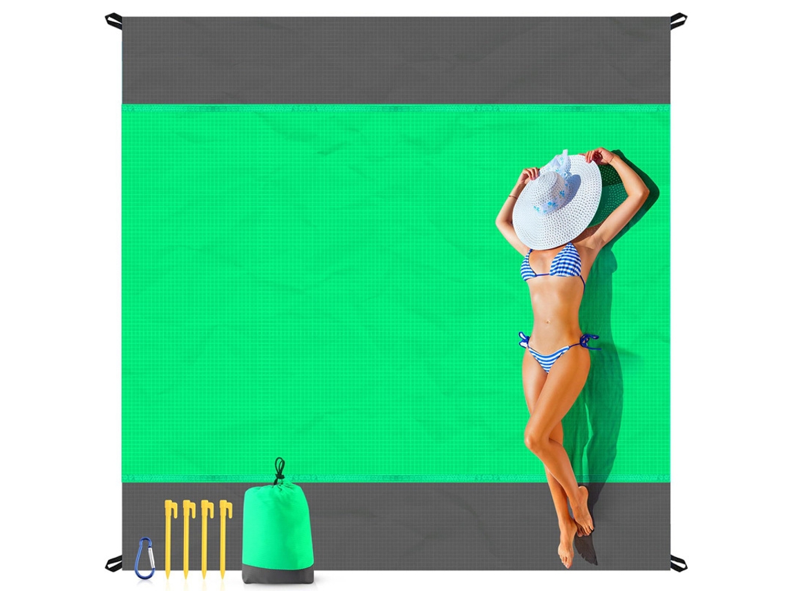 Tapete Praia Antiareia 200x140cm ,portátil,leve,para Campismo,piqueniquesenderismo Nylon Verde Hexinyigjly