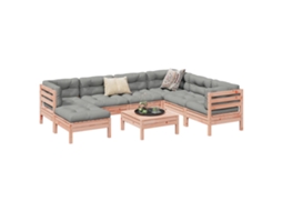8 unidades Conj. Sofás Jardim C/ Almofadões Madeira Abeto De Douglas Dkd Home Decor
