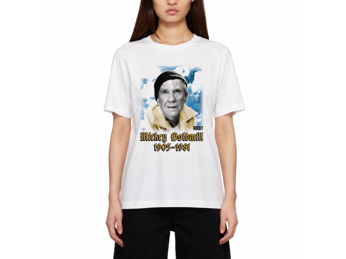 Rockinstone Rocky Movie Mick Memorial White Adult T-shirt Size:m