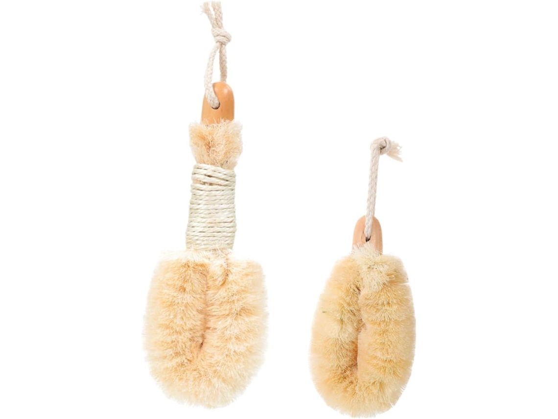 Lurelia Conjunto De 2 Escovas Corporais De Sisal Para Duche, Fibra De Sisal E Pega Ergonómica, Uso Diário