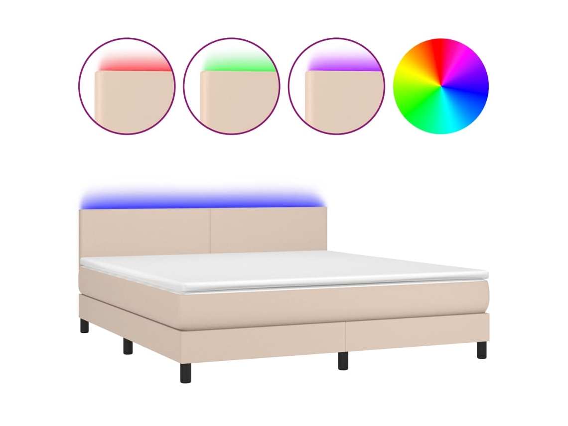 Box Spring Bed, Box Spring Beds Vidaxl Marrom Couro Artificial (180 X 200 Cm)