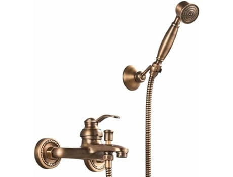 Misturador Para Banheira E Chuveiro Com Ducha De Mão, Torneira Retro Em Latão 2 Furos 2 Alavancas, Instalação Na Parede Neveance