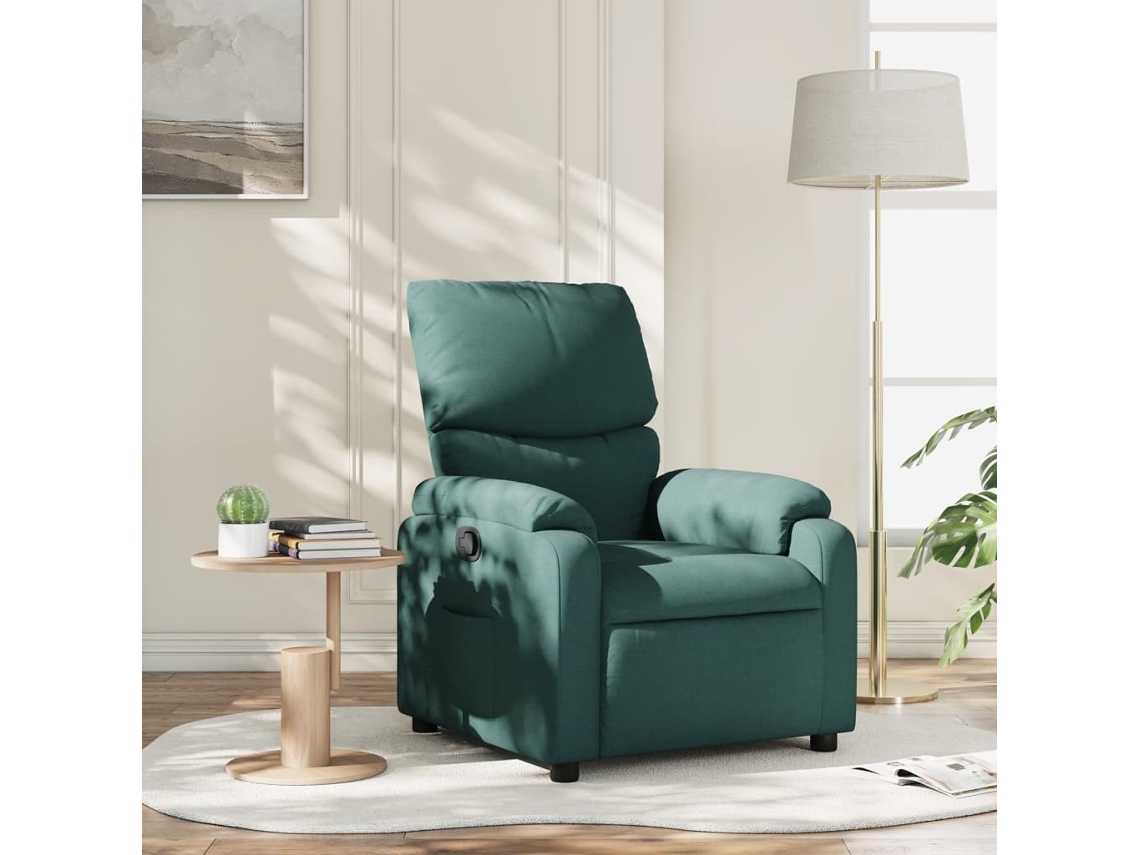 Vidaxl Poltrona Reclinável Tecido Verde-escuro