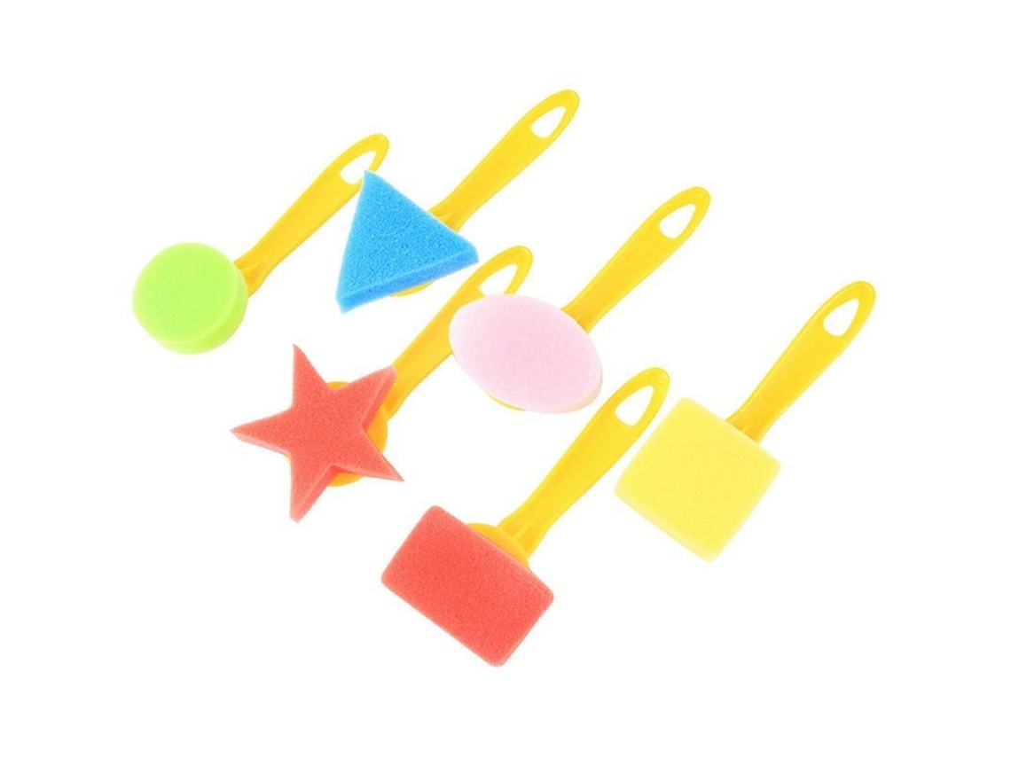 2026 6 Sellos de Pintura de Formas Geométricas para Diy Graffiti, Estilos Variados, Esponjas para Dibujo Niños Niñas