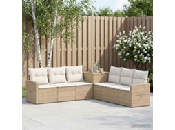 Vidaxl Conjunto De Sofás 7 Unid. Bege E Branco Creme