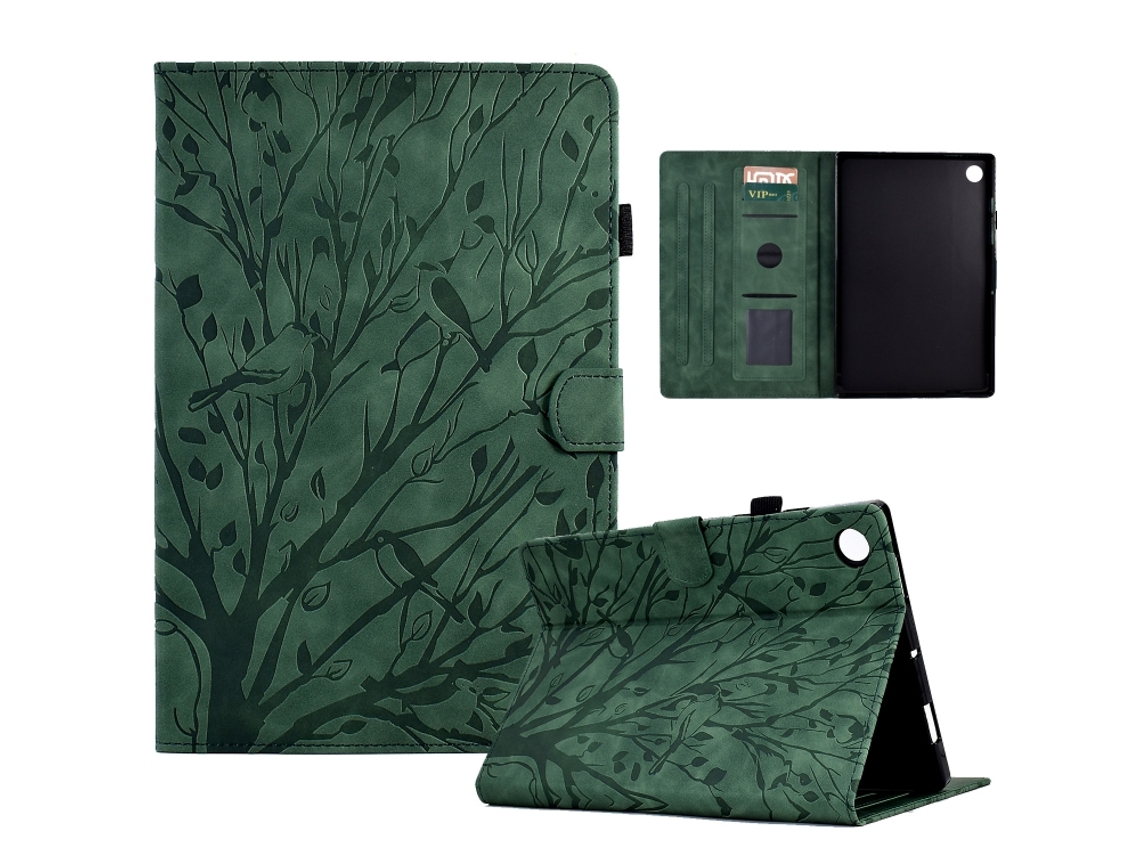 Capa De Couro Pu Halinuia Gravada Árvore Da Fortuna Com Função Sono‑ativação, Para Lenovo Tab M10 Gen 3