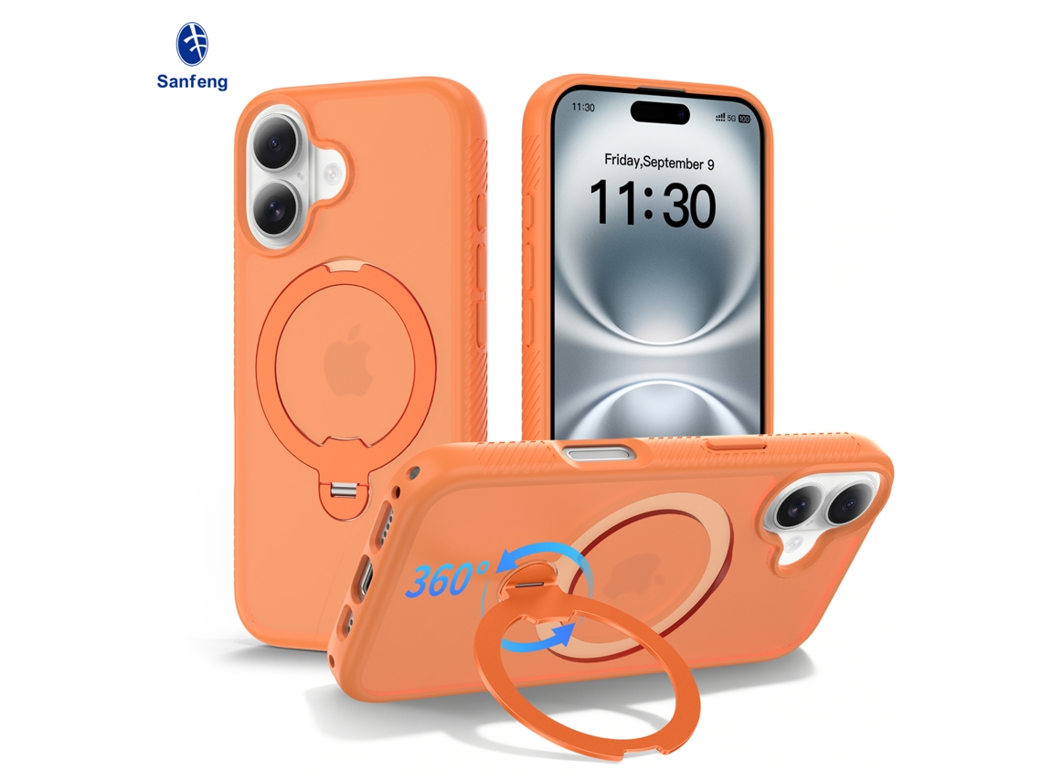 Nova Capa Para Celular Com Suporte Magnético E Rotação De 360°laranja - Iphone 17 Pro