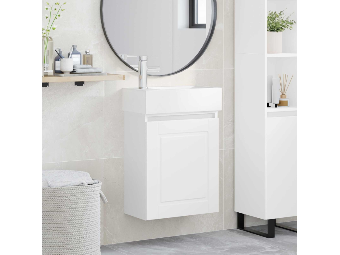 Vidaxl Conjunto De Móveis De Banheiro Com Torneira Branco