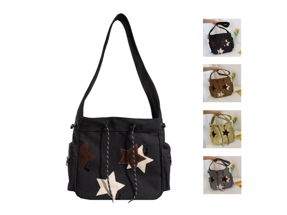 Bolsa de compras AQUAFORGE de nylon, tecido, padrão floral, grande, boêmio