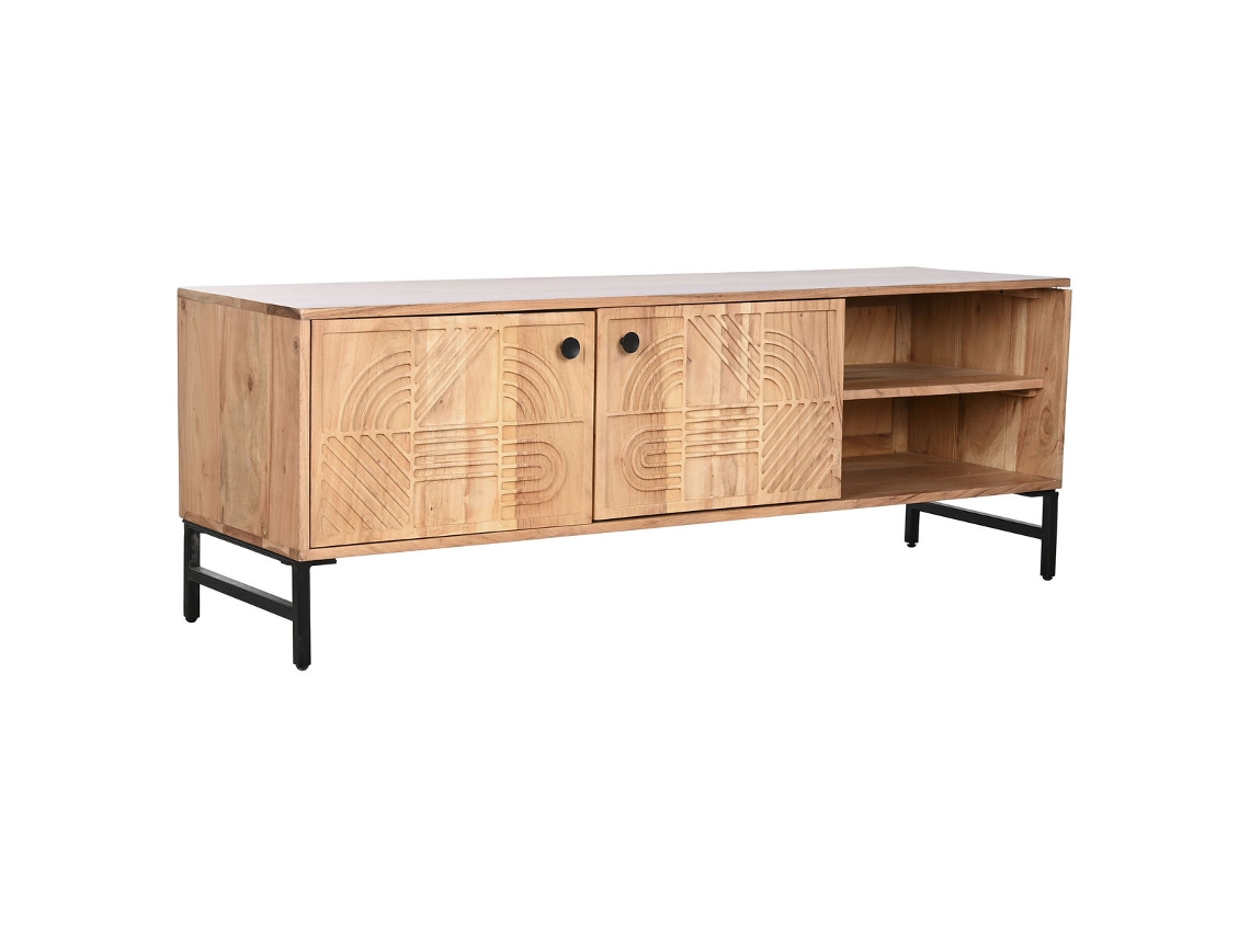 Móvel de Tv HOME ESPRIT Castanho Preto Metal Acácia 145 X 40 X 52 Cm