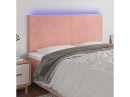 Cabeceira De Cama C/ Luzes Led Veludo 160x5x118/128 Cm Rosa