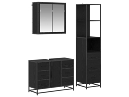Conjunto de Móveis para Banheiro com Suporte 3 Peças Carvalho Preto MAISON EXCLUSIVE