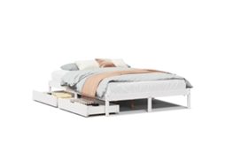 Bed Frame, Bed Frames Vidaxl Branco Madeira De Pinho (140 X 200 Cm)
