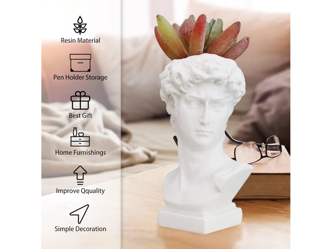 KOFIHETY Escultura De Resina Atemporal, Cabeça De Estátua De David Que Eleva A Decoração Da Casa Com Expressão Artística