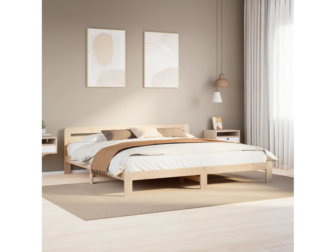 Vidaxl Cama Sem Colchão 200x200 Cm Madeira De Pinho Maciça