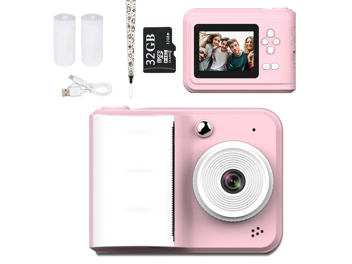 Câmera Instantânea 1080p para Crianças, Inclui Cartão de Memória de 32 Gb CZHHMART (rosa)