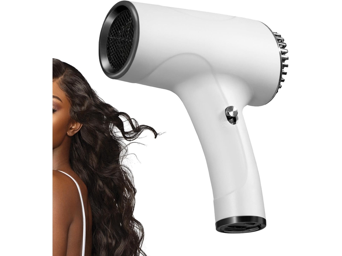 Secador de cabelo semi-recarregável de 500 W com plugue para secar o cabelo.
