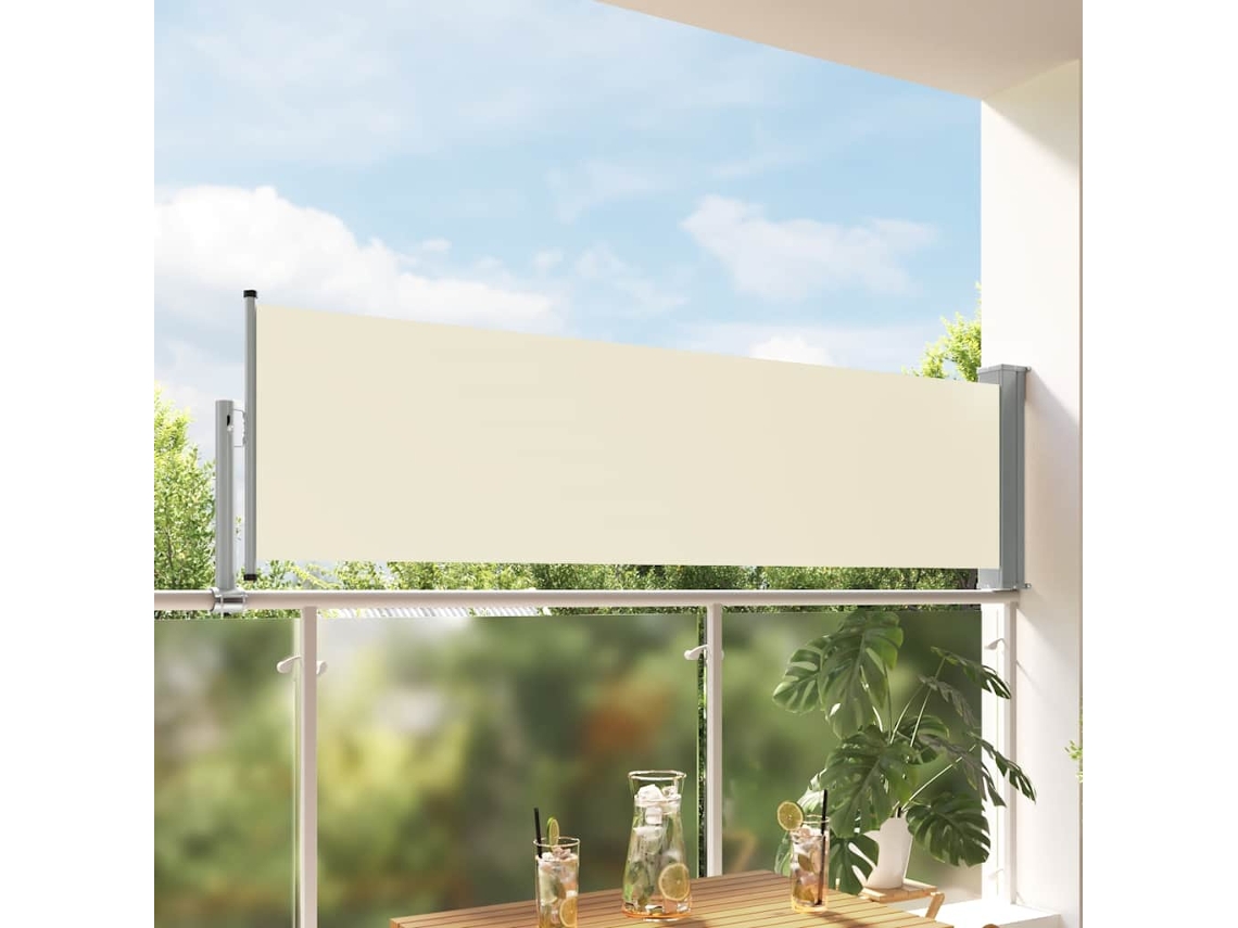 Vidaxl Toldo Lateral Retrátil Para Pátio 80x300 Cm Creme