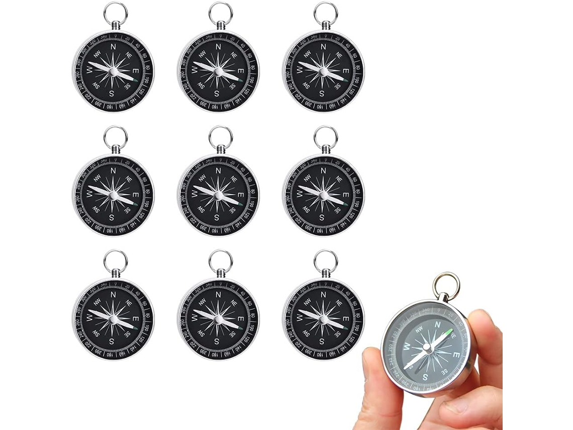 Conjunto de 10 bússolas de alta precisão, em metal, para camping e trilhas AQUAFORGE
