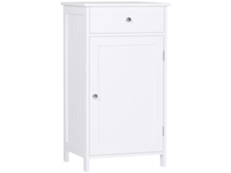 Mesa Auxiliar com Estação de Carga, Tampo Dobrável, Pés Ajustáveis, 39x29x57 Cm Branco e Madeira ORBITRA COMMERCE