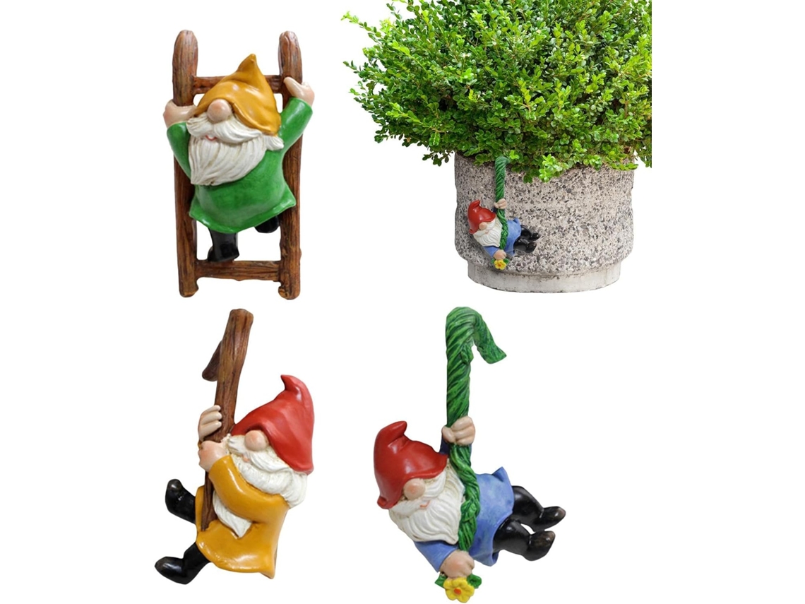 Gnomos Genéricos para Jardim de Fadas, Estátua de Gnomo, Elfo e Gnomo Únicos, Gnomo Escalador, Escultura, Gnomos de CHABERLU