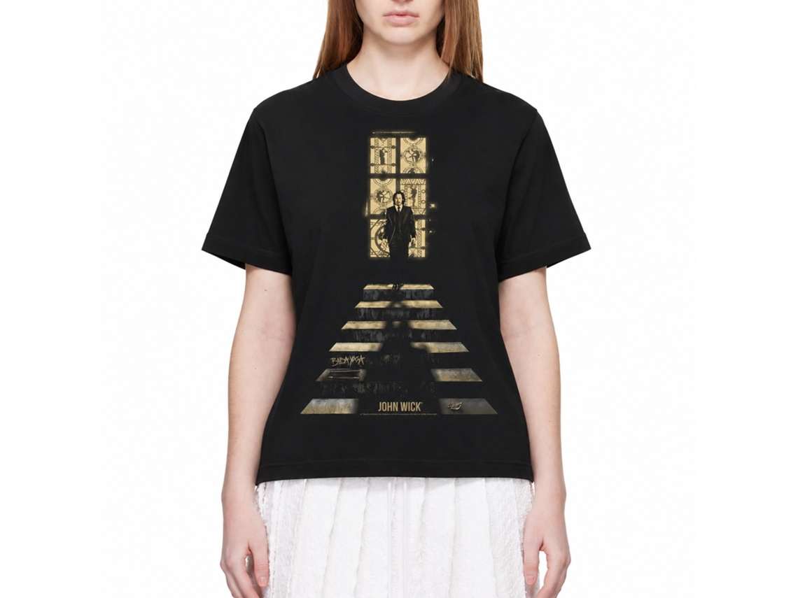 Rockinstone John Wick Stained Glass Window Black Adult T-shirt Size:xxl