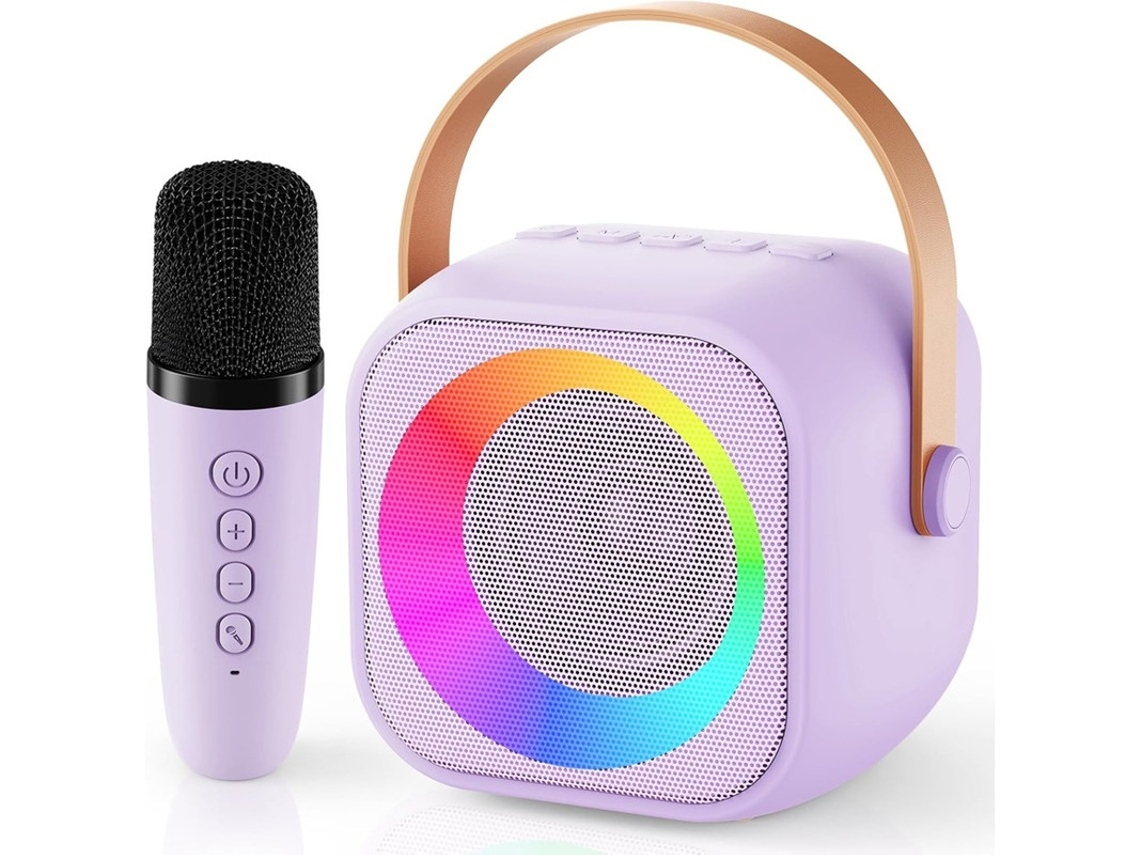 Máquina De Karaokê Infantil Com Microfone E Luz Led Mini Alto Falante Bluetooth Portátil Para Festa De Aniversário Em Família Com Um Microf Yizhood