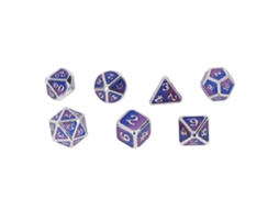 Ats conjunto de 7 Dados Metálicos Poliedros para Jogo de Mesa com Números Brancos Claros e Cor Rosa