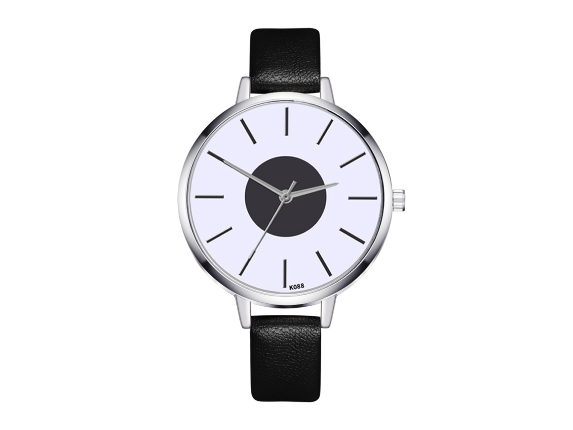Relógio de Pulso Feminino de Quartzo com Pulseira de Couro Pu Estilo Simples Luxuoso