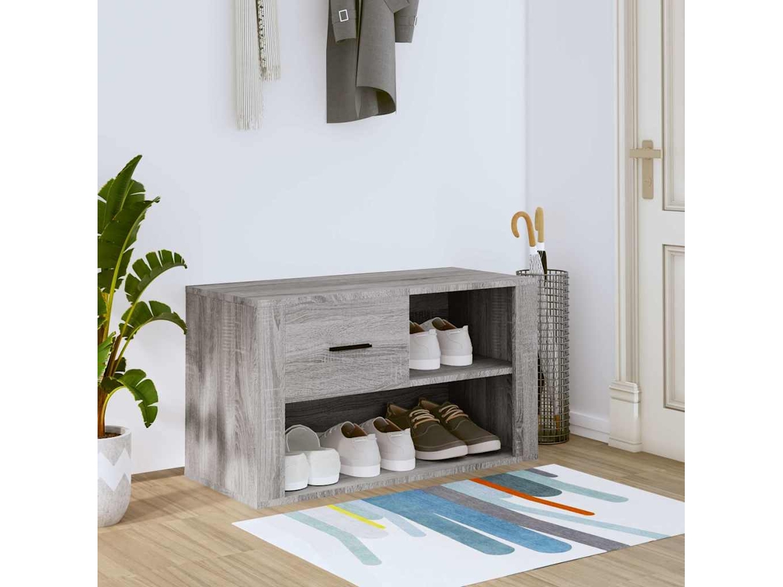 Vidaxl Sapateira 80x35x45 Cm Derivados De Madeira Sonoma Cinza