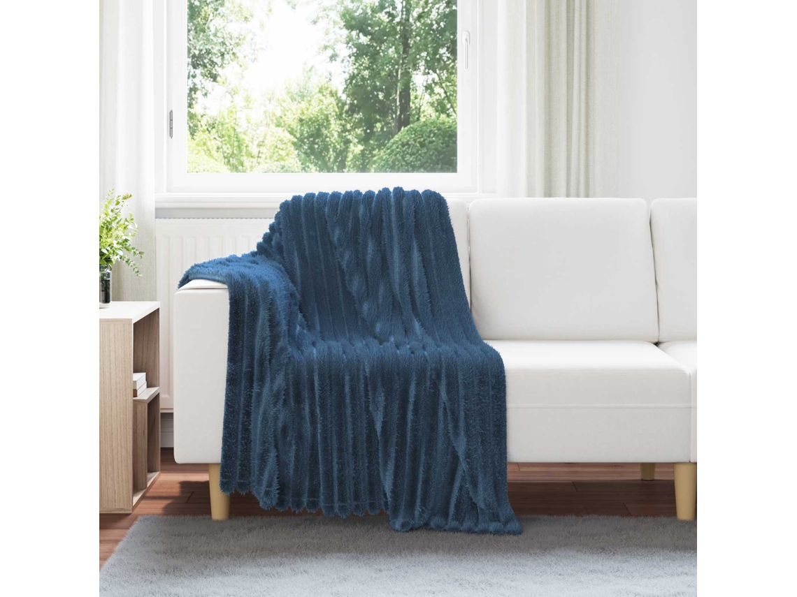 Vidaxl Cobertor Azul Marinho 150 X 130 Cm Lã